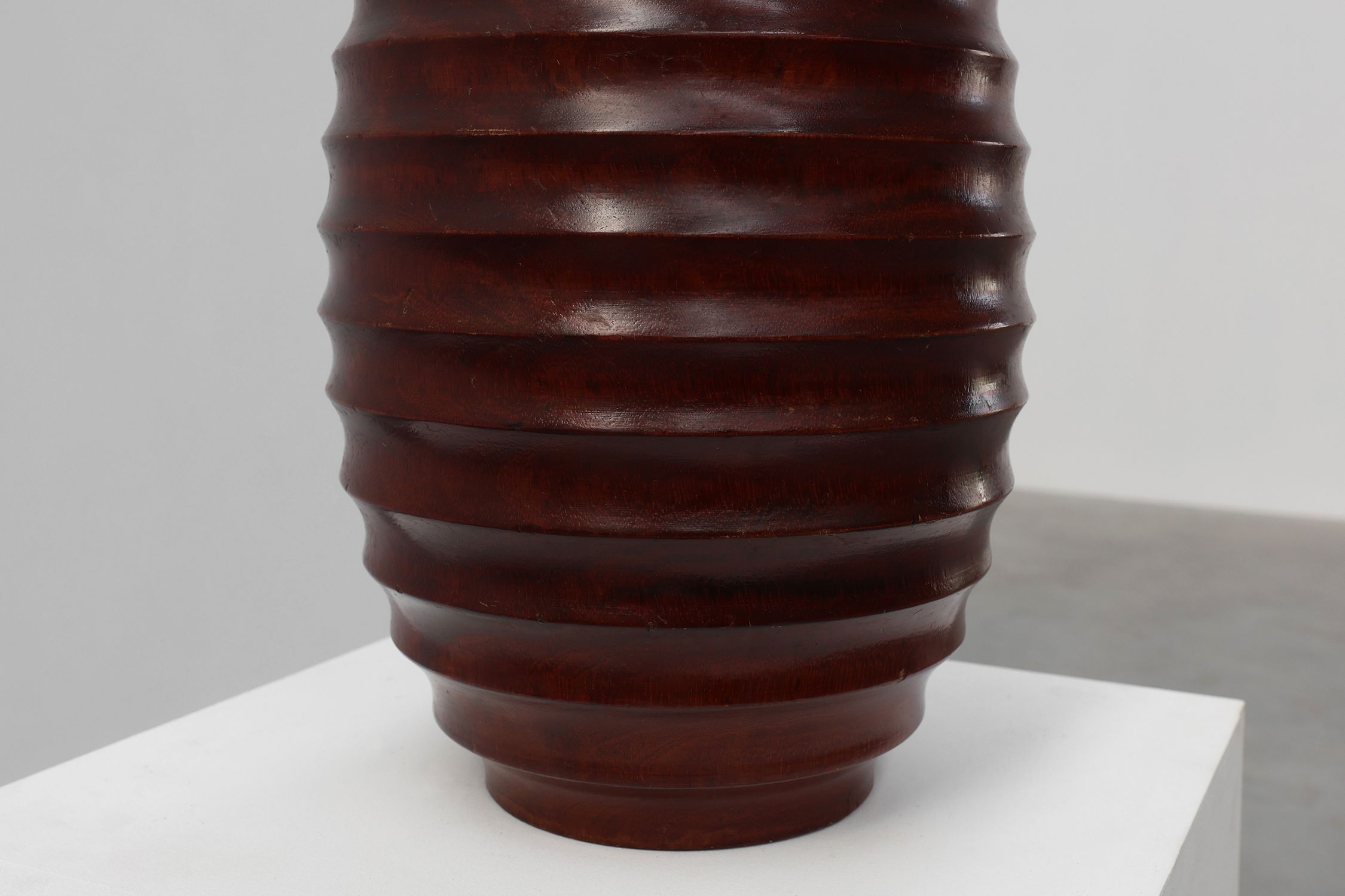 Large French turned wood vase in Art Deco style, ca. 1925thumbnail